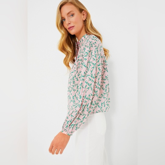 NWT The Shirt by Rochelle Behrens Pink and Green Print Logan Shirt - Picture 3 of 11